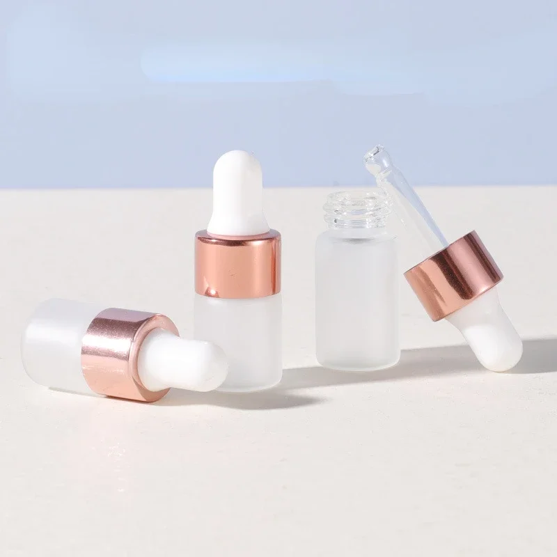 Juice Bottle Dropper - ポータブルゴールドガラスフロストボトル,トラベルエッセンシャルオイルフレグランスボトル,容量1ml 2ml 3ml