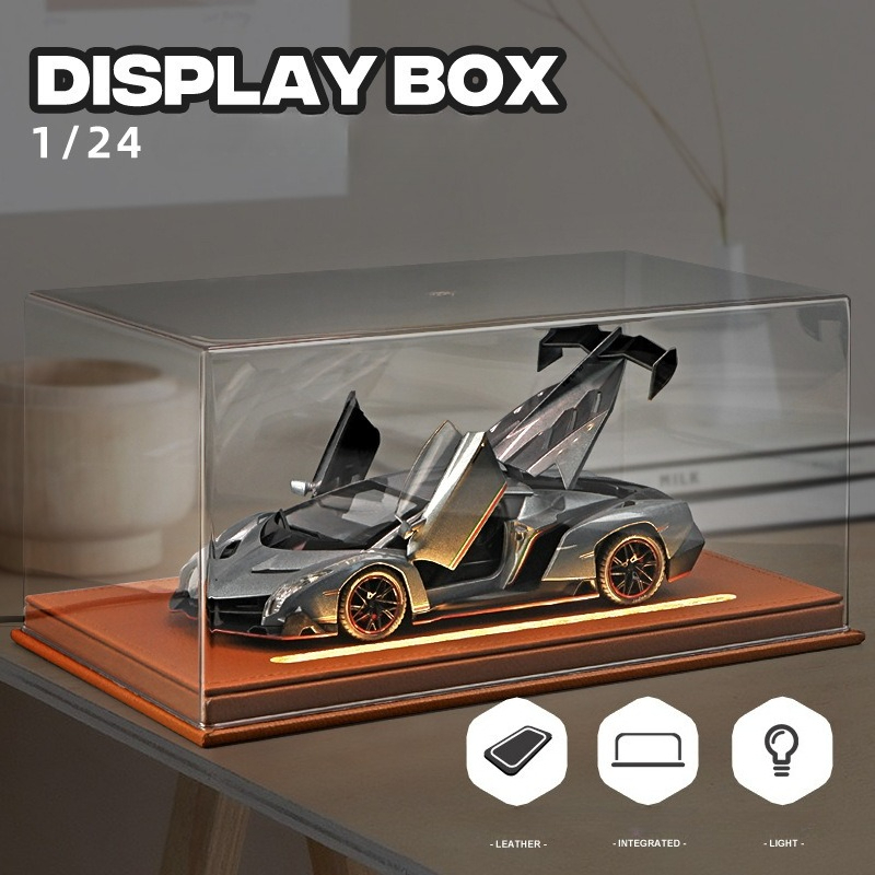 Battery Case Storage - アクリルディスプレイボックス ライト付き 1:24 合金車モデルシミュレーションカーコレクション装​​飾品防塵収納ボックス家の装飾