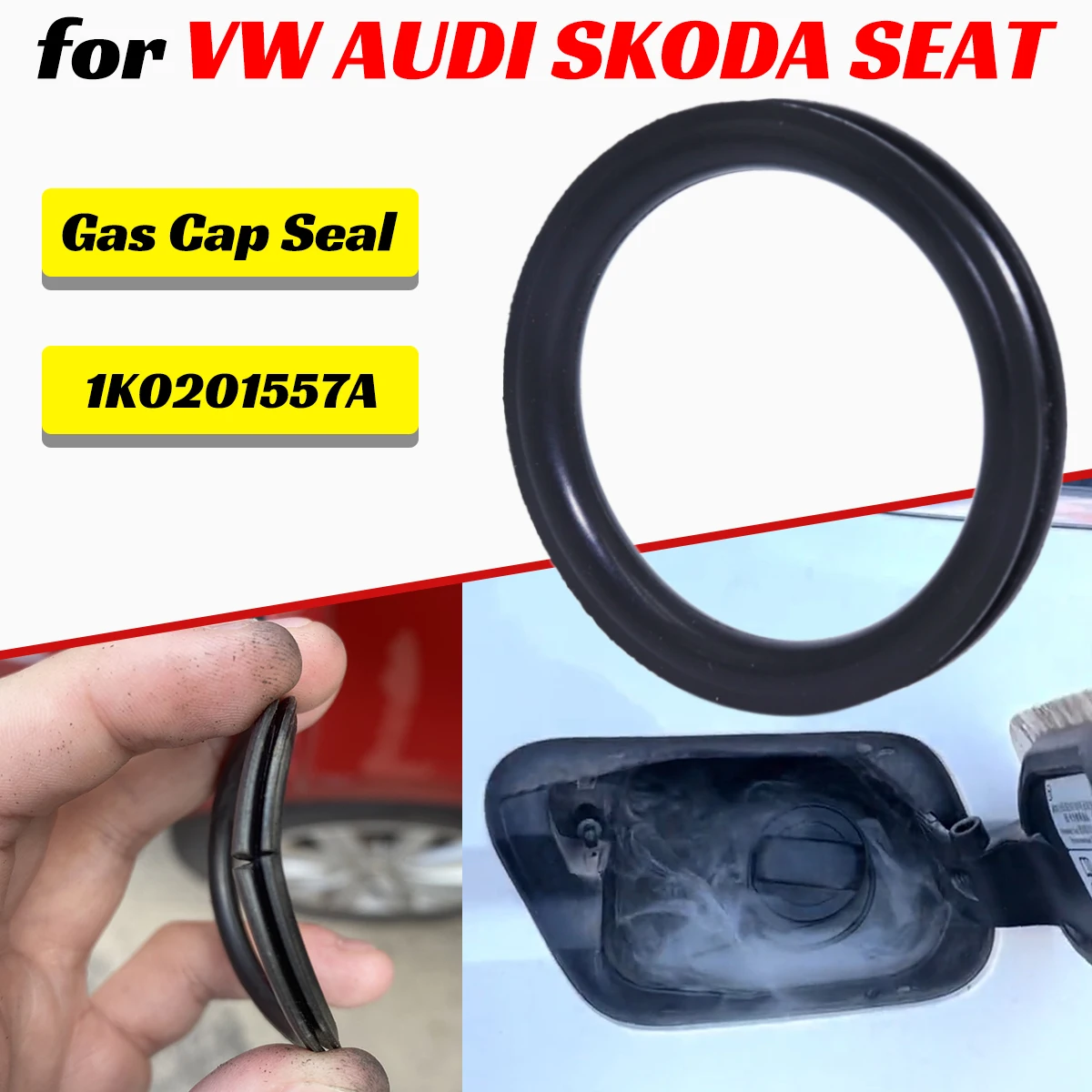 Tank O-Ring Seal - 車の燃料タンクフィラーネック修理キット、ガスキャップ交換シール、V字型Oリングガスケットワッシャー、55x5mm、vw、Audi、Skoda、シートに適合、1k0201557a